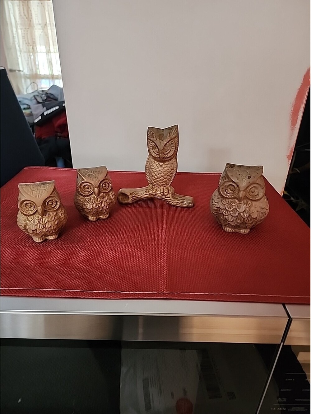 Vintage Metal OWL FAMILY, Set Of 4 Hanging Or Tabletop, Different Sizes
